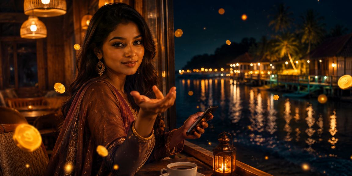 সেন্ট মার্টিনে একজন সচেতন প্রাপ্তবয়স্ক মোবাইলে নিরাপদ পেমেন্ট করছেন